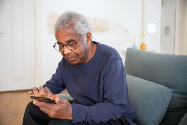 Old man on phone